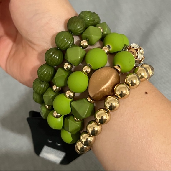 nOir Beaded Green & Gold Bracelet Bundle - Picture 3 of 3